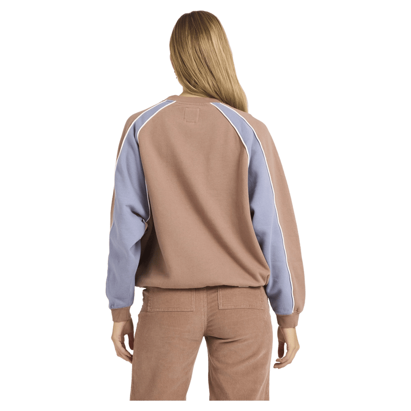 Back view of women wearing the Billabong Cool Times Crew - Womens in Sweet earth