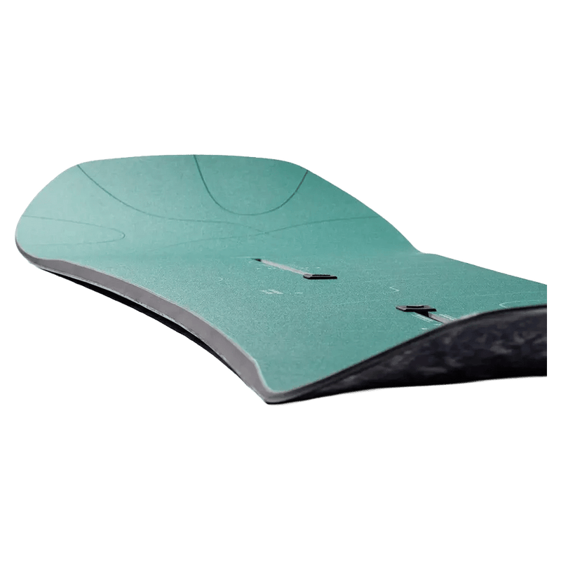 Camber view of the Burton Hometown Hero Earth Snowboard,  26/27 unisex's model