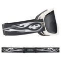 Side view of the Dragn D1 Goggles in Beyond Medals, LL Dark Smoke lens, unisex model