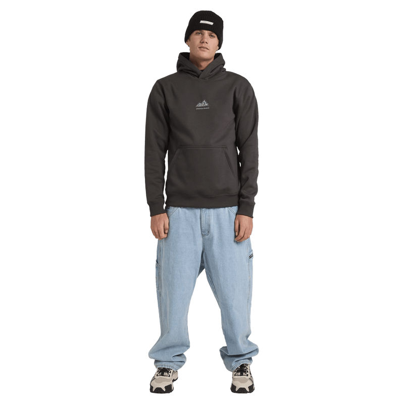 Front view of man wearing the Billabong Shoreline Pullover Jumper in Charcoal