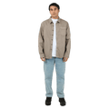 Full-body view of the St Goliath Moab LS Shirt in Mushroom colourway, men's model
