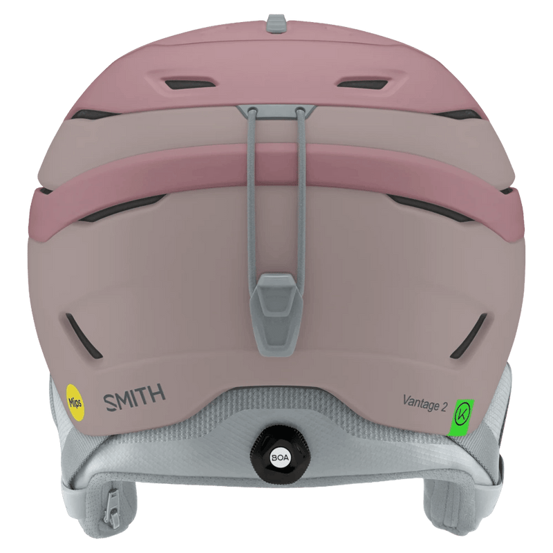 Back view of the Smith Vantage 2 MIPS Helmet in Matte Dusk / Thistle colourway, unisex's model