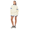 Full view of the PE NATION Odyssey Knit Cardigan Whisper White Jacket,  26/27 Womens's model