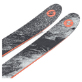 Top view of Blizzard Canvas 100 Ski 2027, black topsheet with sweeping white graphic and orange branding.