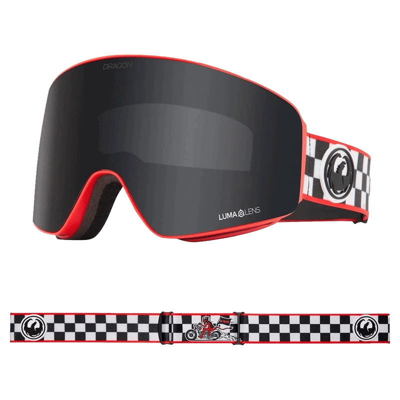 Main view of the Dragon PXV LB Goggle in Dennis Ranalter Sig colourway, unisex's model