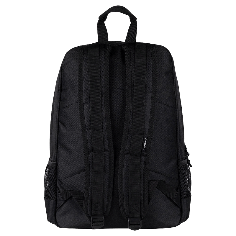 Back view of the Ranger Mfg Backpack from santa Cruz in Black featuring adjustable shoulder straps and top carry handle.