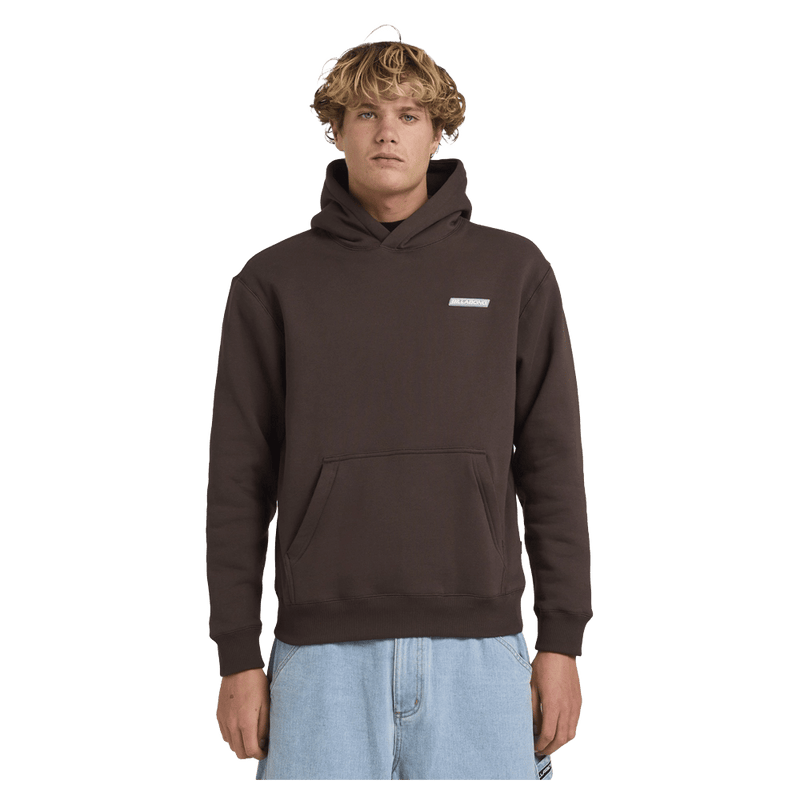 Front view of man wearing the Billabong Adiv Slant Pop Hoodie  in Chocolate