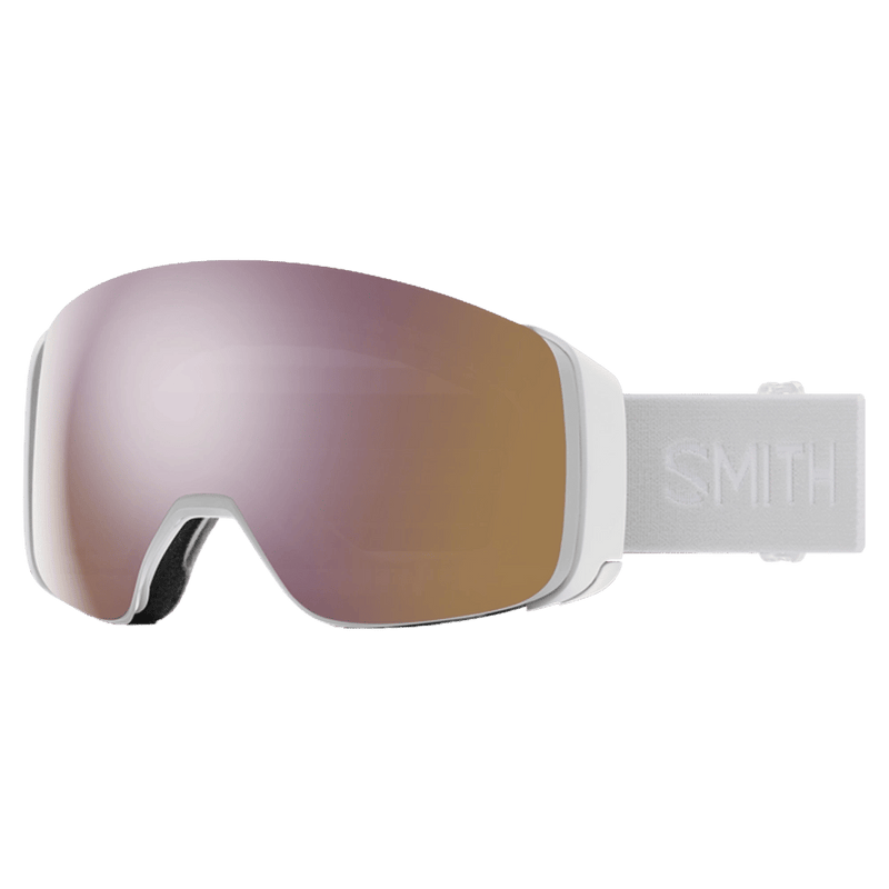 Main view of the Smith 4D MAG Goggles in White Vapor, Everyday Rose Gold Mirror lens, unisex model