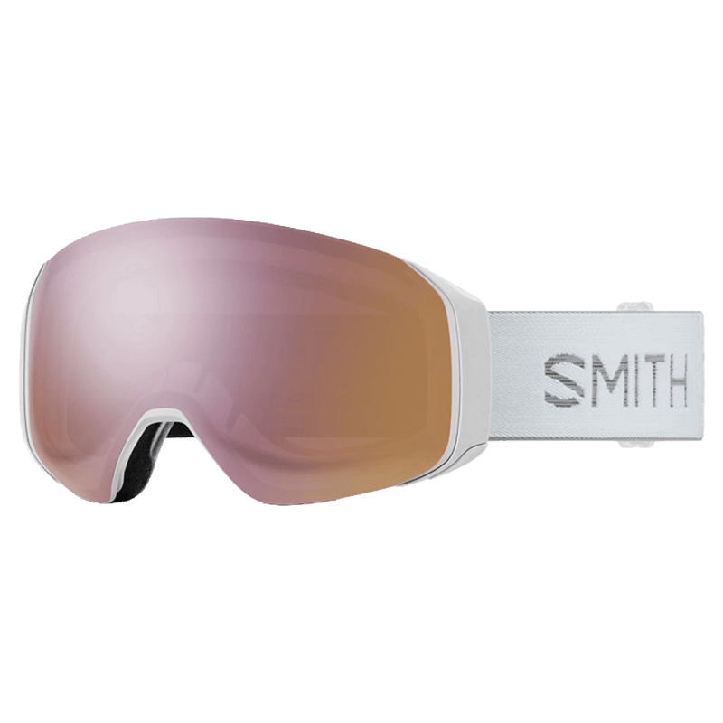 Main view of the Smith 4D Mag S Goggles in White Chunky Knit, Everyday Rose Gold Mirror lens, unisex model