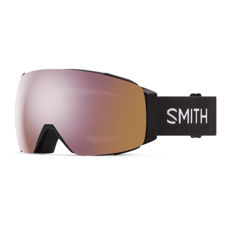 Main view of the Smith I/O Mag Goggles in Black, Everyday Rose Gold Mirror lens, unisex model