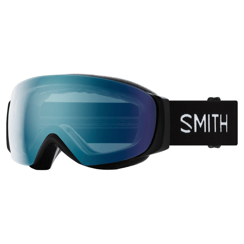 Main view of the Smith IO Mag S Goggles in Black, ChromaPop Everyday Blue Mirror lens, unisex model
