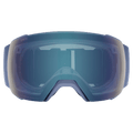 Front view of the Smith I/O Mag XL Low Bridge Goggles in Granite Blue, ChromaPop Everyday Blue Mirror lens, unisex model