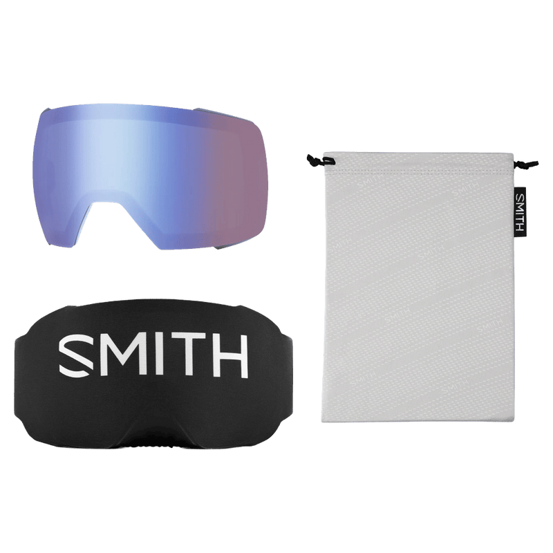Spare lens view of the Smith I/O Mag XL Low Bridge Goggles in Granite Blue, ChromaPop Everyday Blue Mirror lens, unisex model