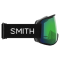 Side view of the Smith Preview Goggles in Black, ChromaPop Everyday Green Mirror lens, unisex model