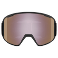 Front view of the Smith Preview Goggles in Black, ChromaPop Everyday Rose Gold Mirror lens, unisex model