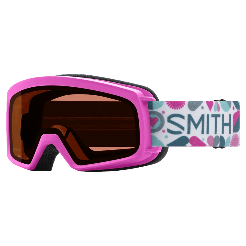 Main view of the Smith Rascal Goggles in Vivid Pink Hearts, RC36 lens, kids model