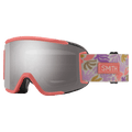 Main view of the Smith Squad S Goggles in Flare Flora, ChromaPop Sun Platinum Mirror lens, unisex model