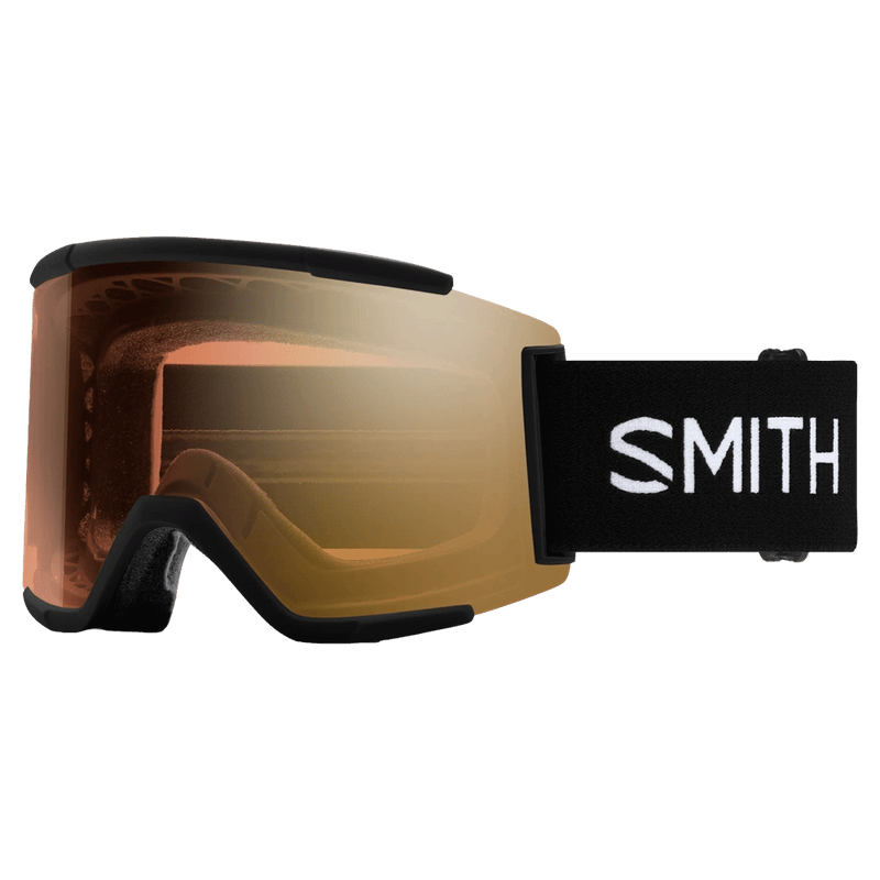 Main view of the Smith Squad XL Goggles in Black, ChromaPop Pro Photochromic GoldMirror lens, unisex model