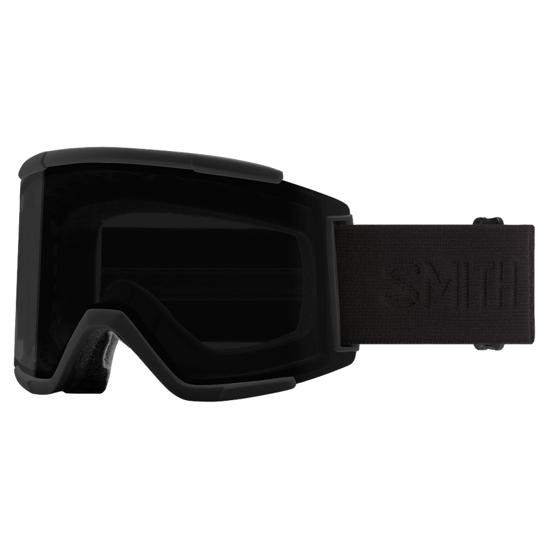 Main view of the Smith Squad XL Goggles in Blackout, ChromaPop Sun Black lens, unisex model