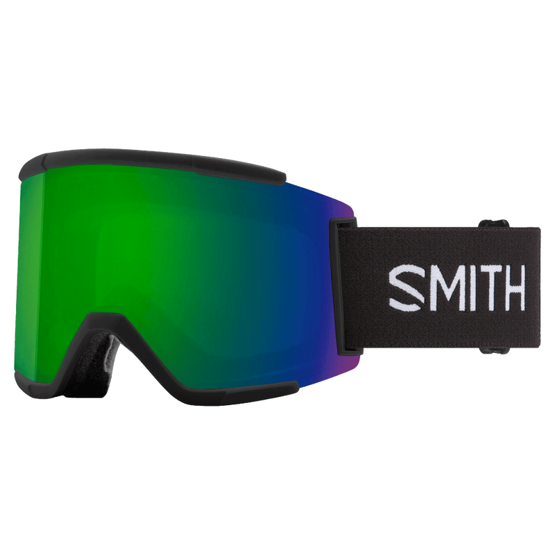 Main view of the Smith Squad XL Goggles in Black, ChromaPop Everyday Green Mirror lens, unisex model