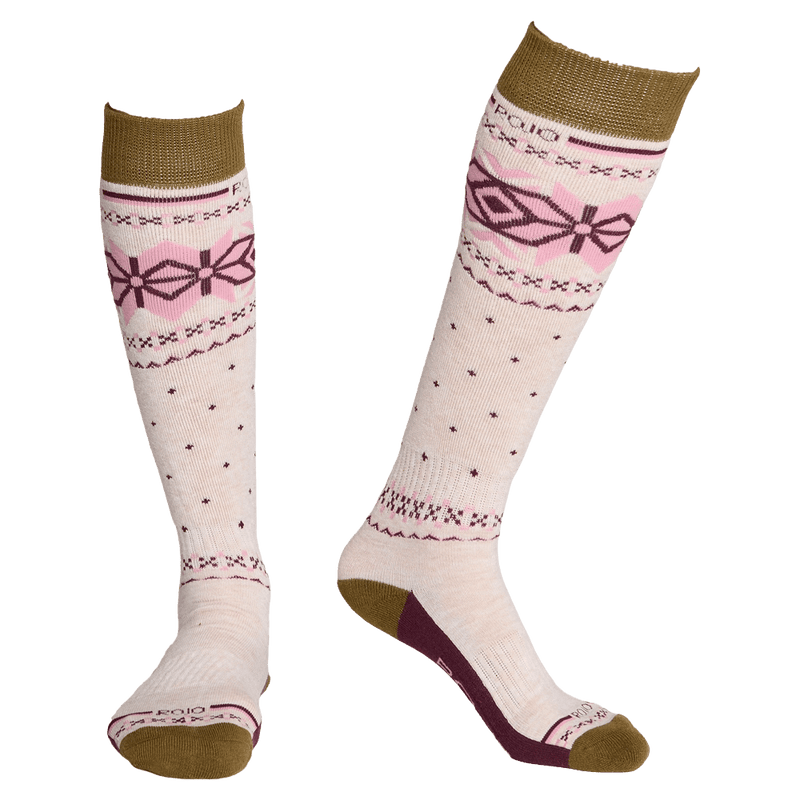 Front view of Rojo Snowfall Sock - Womens- in colour White cap grey
