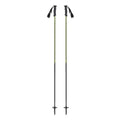 Black Crows Stans ski poles with yellow and black chevron patterned upper shafts and solid black lower shafts.
