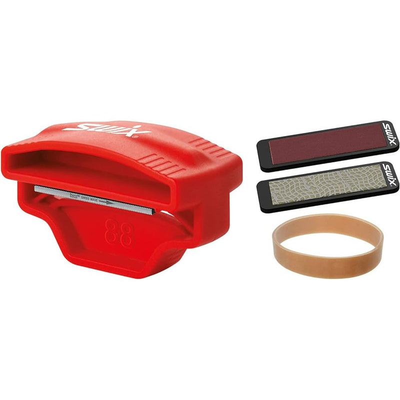 Swix Red compact edger tool with 2 stones and 1 rubber band