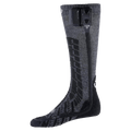 Dark grey knee-high heated sock with textured patterns and two black Therm-ic S-Pack 1400 battery packs.