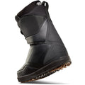 Side profile of a black Thirtytwo Lashed Double BOA snowboard boot with mesh panels and a textured brown rubber sole.
