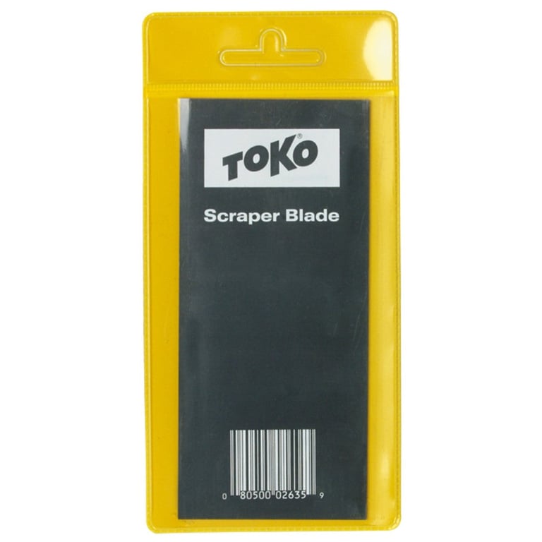 Toko Steel Scraper inside a yellow and clear plastic pouch