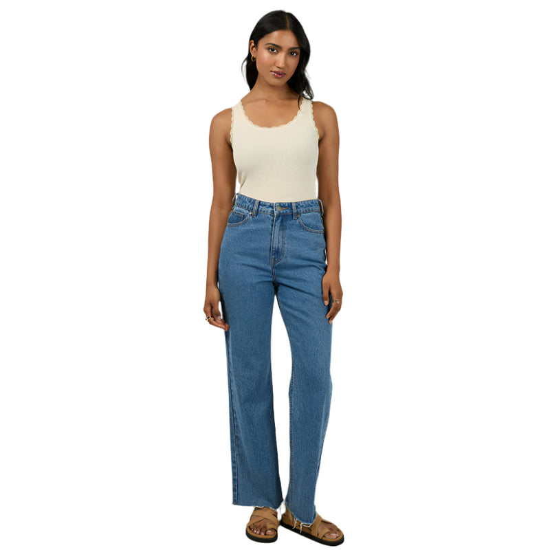 Washed Rib Lace Tank - Womens