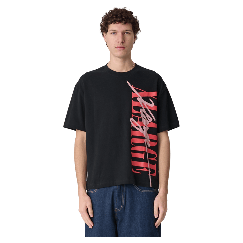 Front full view of the  X Large Vertical Gorilla Fit Tee in colour Black