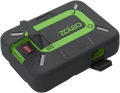 Rugged black and green Zoleo Satellite Communicator with a red SOS button and LED status indicators.