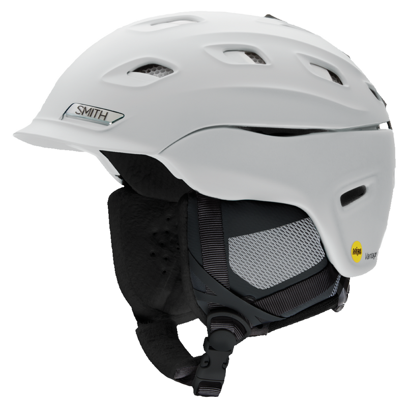 Smith Vantage snow Helmet in Matte White  featuring MIPS protection, BOA fit system, active ventilation and audio system compatible